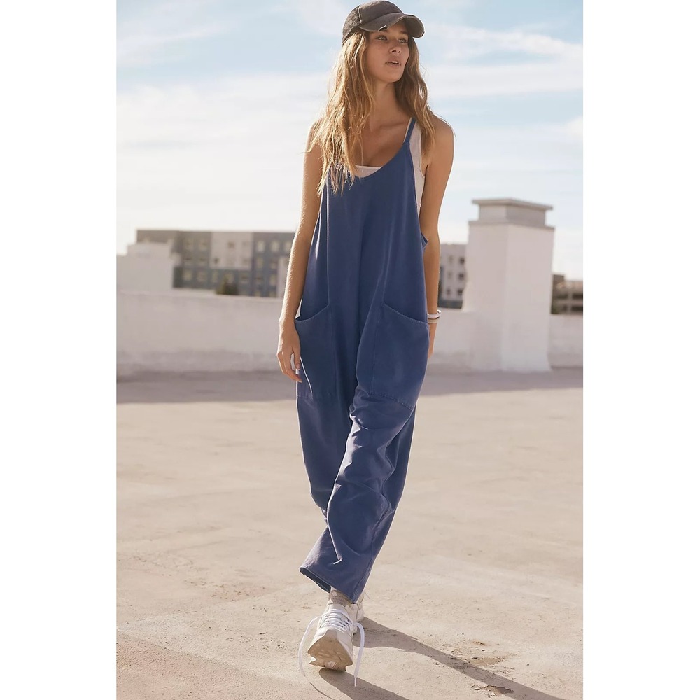 Free People FP Movement Hot Shot Onesie Navy Blue Slouchy Jumpsuit Small